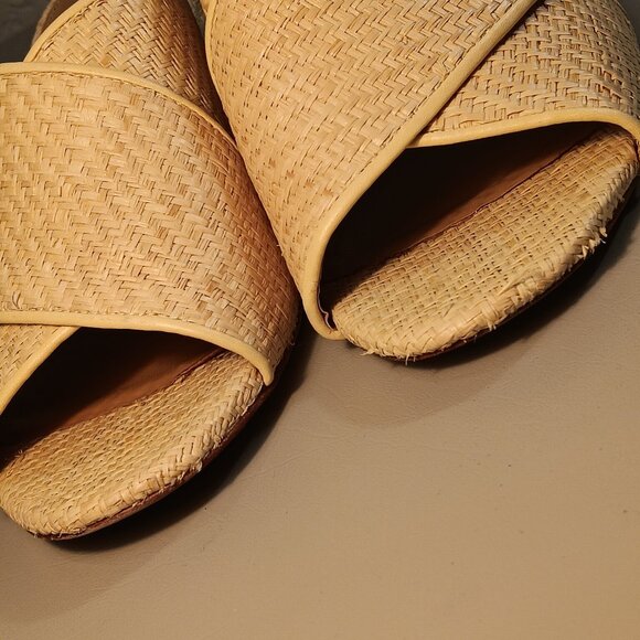 J. McLaughlin women's 'Tribeca' Raffia Heeled Slide Sandal sz 8 M - Picture 6 of 12